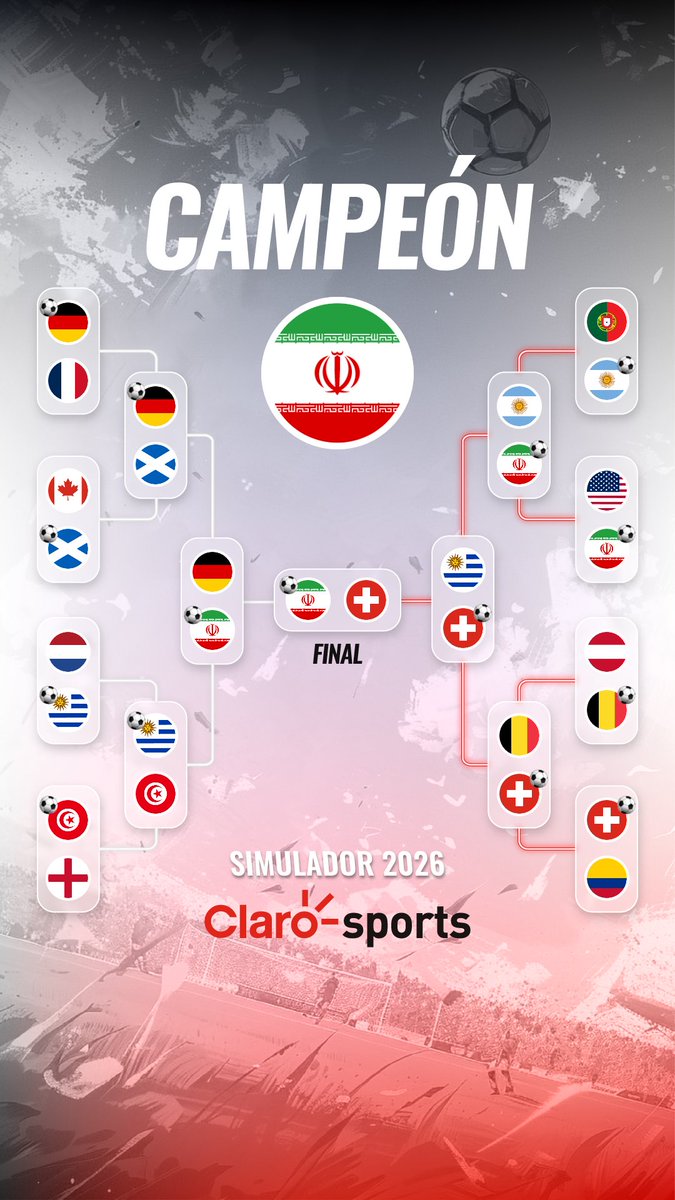 05fafapoli's tweet photo. Mi ganador del Mundial 2026 es Irán #SimuladorClaroSports https://t.co/FyGsZyeb0f