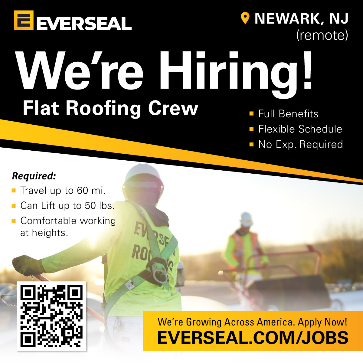 EversealRoofing's tweet photo. 🚨 #Hiring in #Newark! 🚨 EverSeal Roofing needs a #FlatRoofing Crew in Newark, NJ. $20/hour. No Experience Needed - Full Time - Benefits. 

👉 Apply: https://t.co/npmfDxcDTM

#NewarkJobs #RoofingJobs #ConstructionJobs #NowHiring #newark #newarknj #newjersey #jobs #entryleveljob https://t.co/Lskco7CDTy