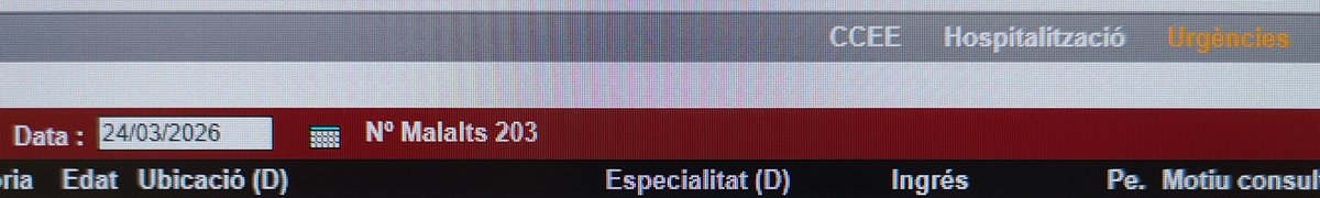 24/03/2026
203 pacients a Urgències de l'Hospital del Mar 
46 superen les 24 hores 
El més antic supera les 120 hores.
Pacient de 94 anys, supera les 74 hores.
84 anys, 49 hores.
94 anys, 47 hores
Cap d'ells és familia de gerents i gestors de <a href="/govern/">Govern de Catalunya</a> i <a href="/salutcat/">Salut</a>