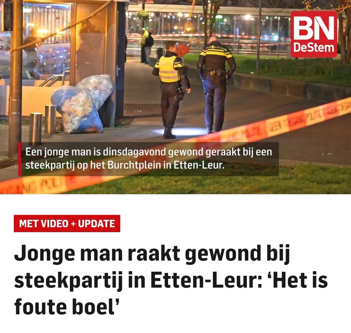 Jonge man gewond bij steekpartij in Etten-Leur