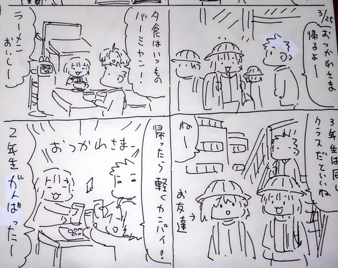 #本日のむすめさん
昨日が修了式でした。2年生もおわりです。お祝いにバーミヤン、おうちでも軽く乾杯しました。色々大変でしたが頑張ったなと思います。
3年生もなんとかやっていけるといいな。

これで日記は一区切りとします。
お付き合いありがとうございました!
5年間で1100本描きました。 