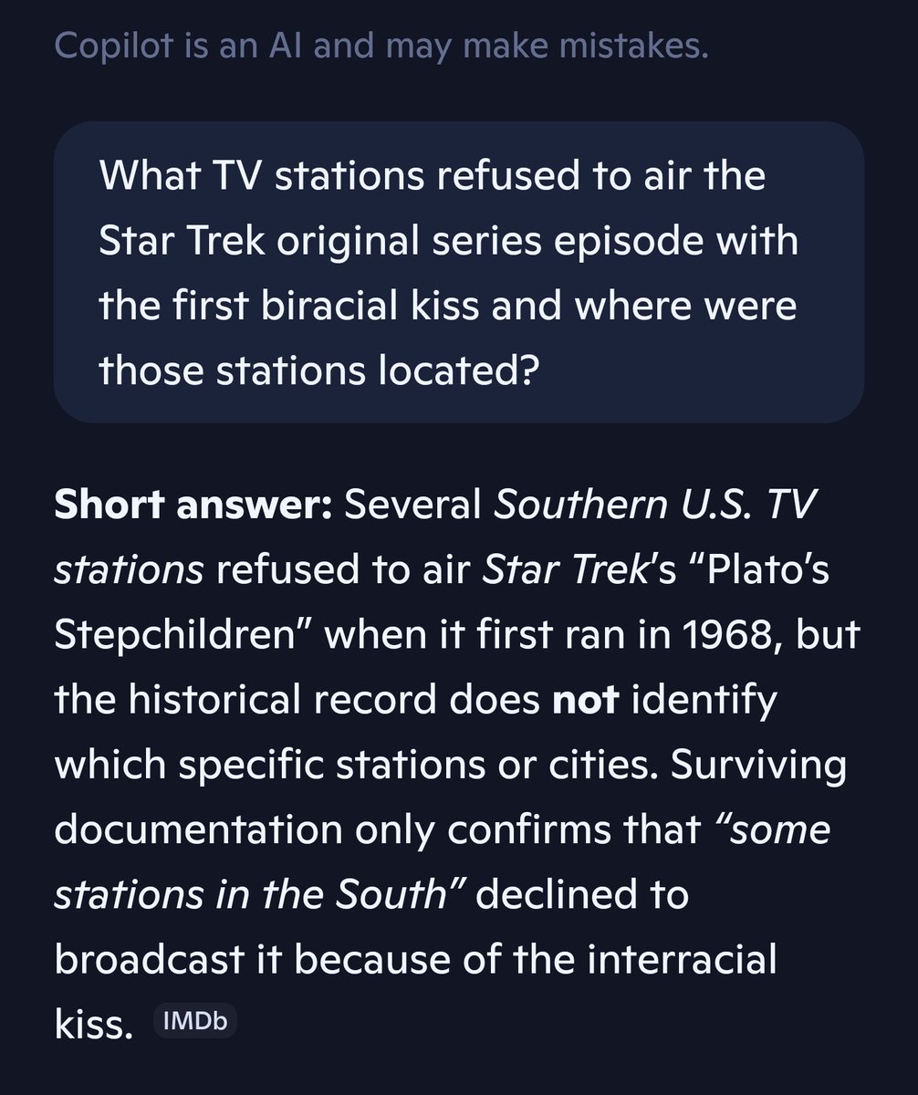 sirlalot's tweet photo. @AppyOrtho @WilliamShatner It's funny how people will shop fallible AI's like they shop their friends to parriot responses that fit the narrative they were searching for. If all your friends or AI's agree with you, you need different friends and AI's. Just a thought for your consideration. https://t.co/I2BrZC1JJc