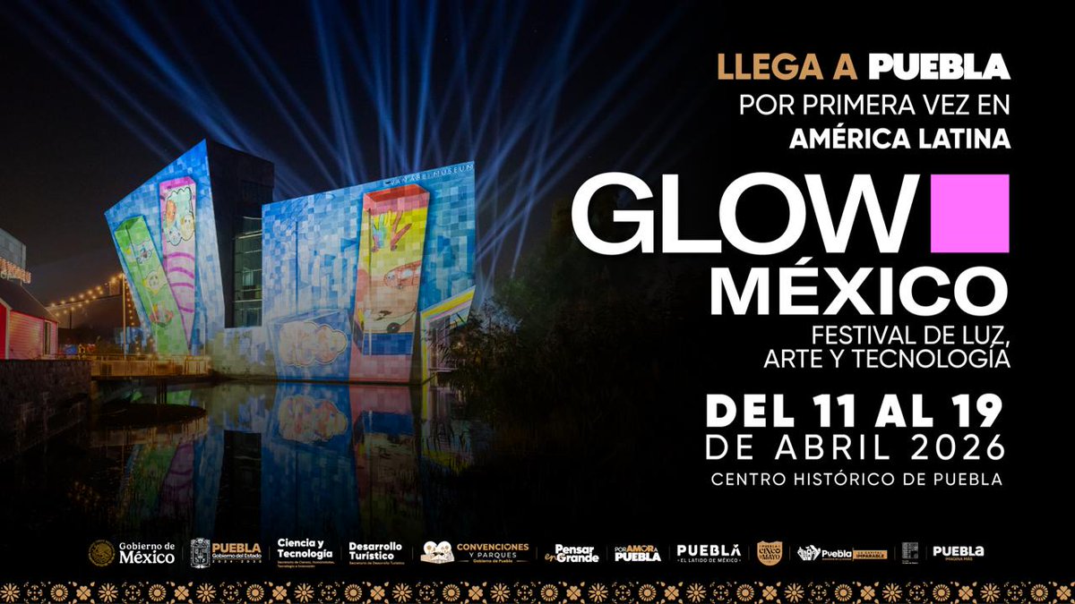 💡 Puebla brilla con Glow México.

📅 11–19 de abril 
📍 Centro Histórico 🌆

Invita el <a href="/Gob_Puebla/">Gobierno de Puebla</a>.
#PorAmorAPuebla
