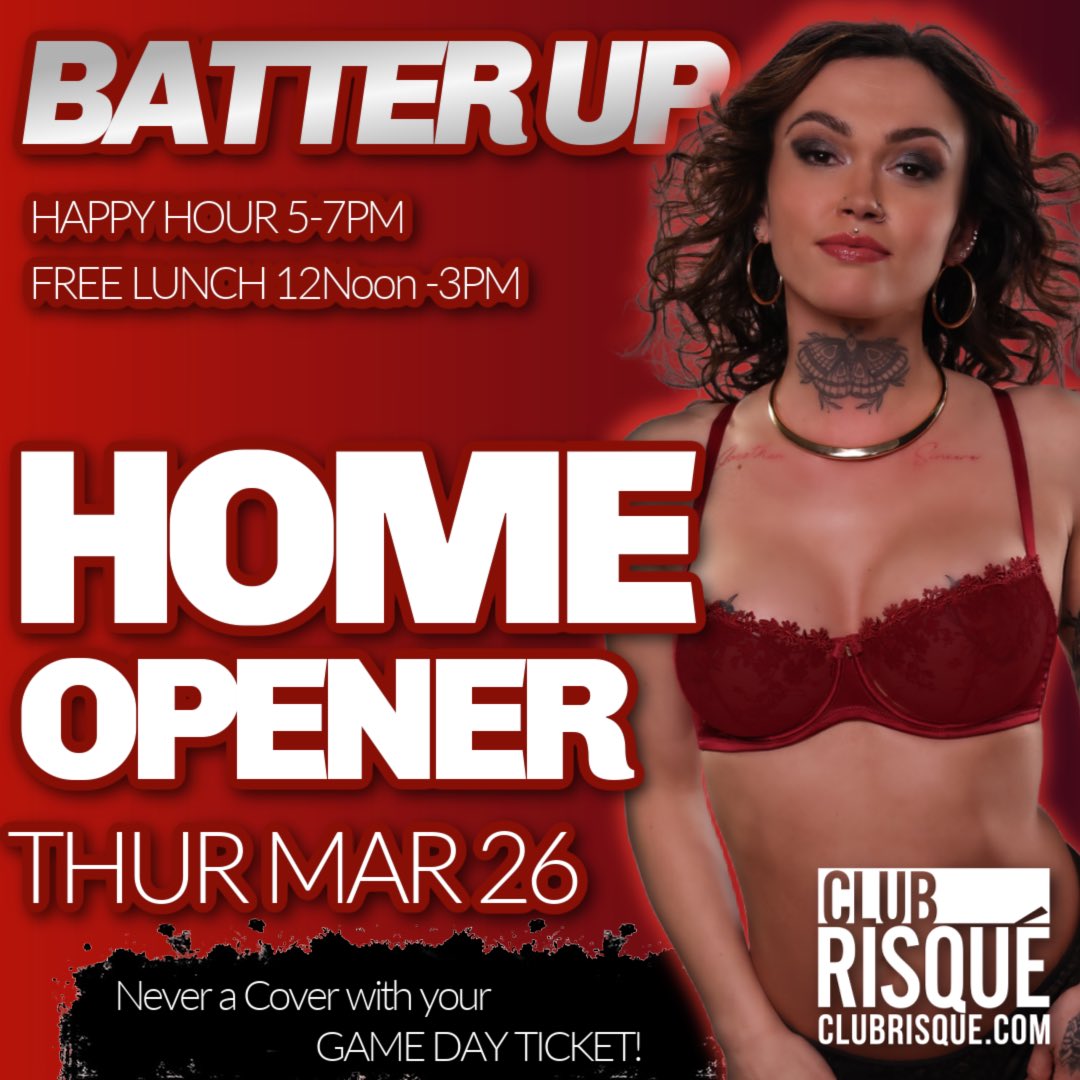 ClubRisque's tweet image. Home Opener is 2-Days Away! The game will be on and so will the Girls with #HappyHour Deals 5-7PM | #BatterUp #PhillySports | ROXANNE • 2026 #CalendarGirl from Club Risqué Bristol 💋