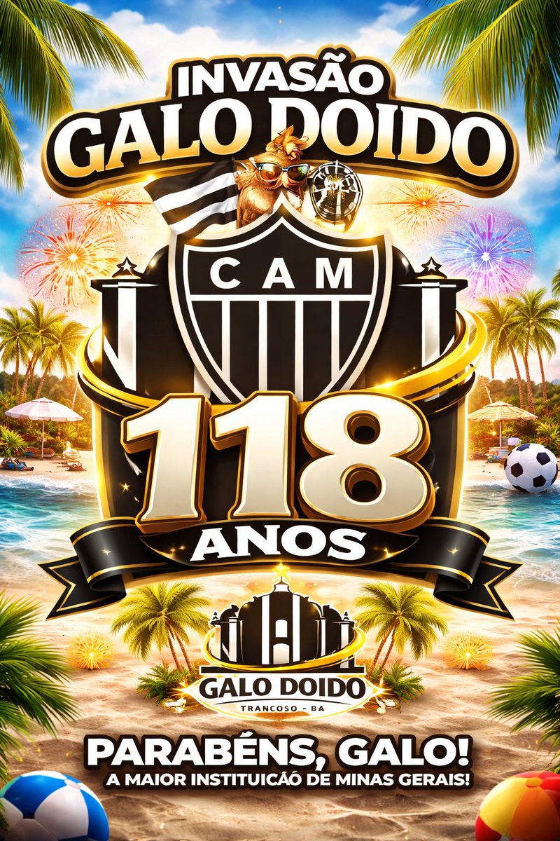 118 Anos da maior instituição do Estado de Minas Gerais! Viva o Clube Atlético Mineiro!
<a href="/Atletico/">Atlético</a>
<a href="/ConsuladosGalo/">Consulados do Galo</a>