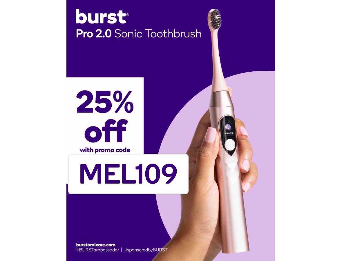Smarter.Sleeker.BURST Pro 2.0 Sonic Toothbrush features a refined scoring system,real-time pressure coaching,and a sleek magnetic wall mount.Built for better brushing and brighter smiles.Use promo code MEL109 for 25% off! #BURSTambassador #sponsoredbyburst
burstoralcare.com/products/pro-s…
