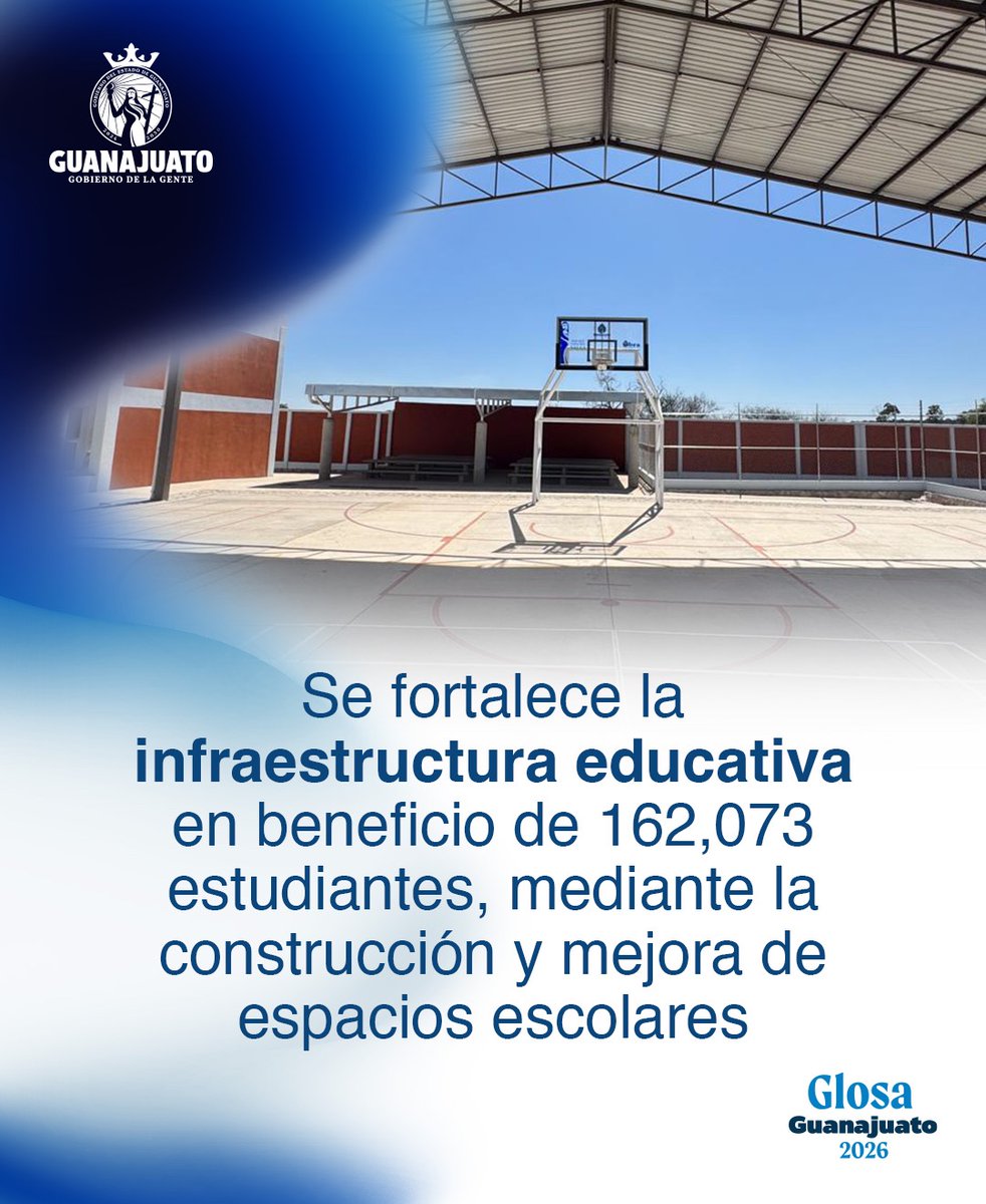 Fortalecemos la infraestructura educativa con la construcción y mejora de espacios escolares.

#Glosa2026Gto📁