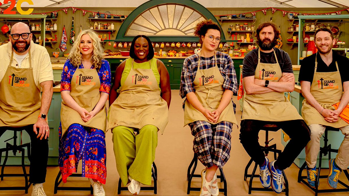 simongreening's tweet image. Last night I watched the first ep of #Celebrity #GBBO #SU2C on @Channel4 with Cherish for Pru (BN: before Nigella). 6 comedians return for a 2nd go baking breakfast pastries, vegan matcha biccies &amp;amp; cakes shaped like the worst place they’ve fallen asleep. Can Joe W win twice? 8/10