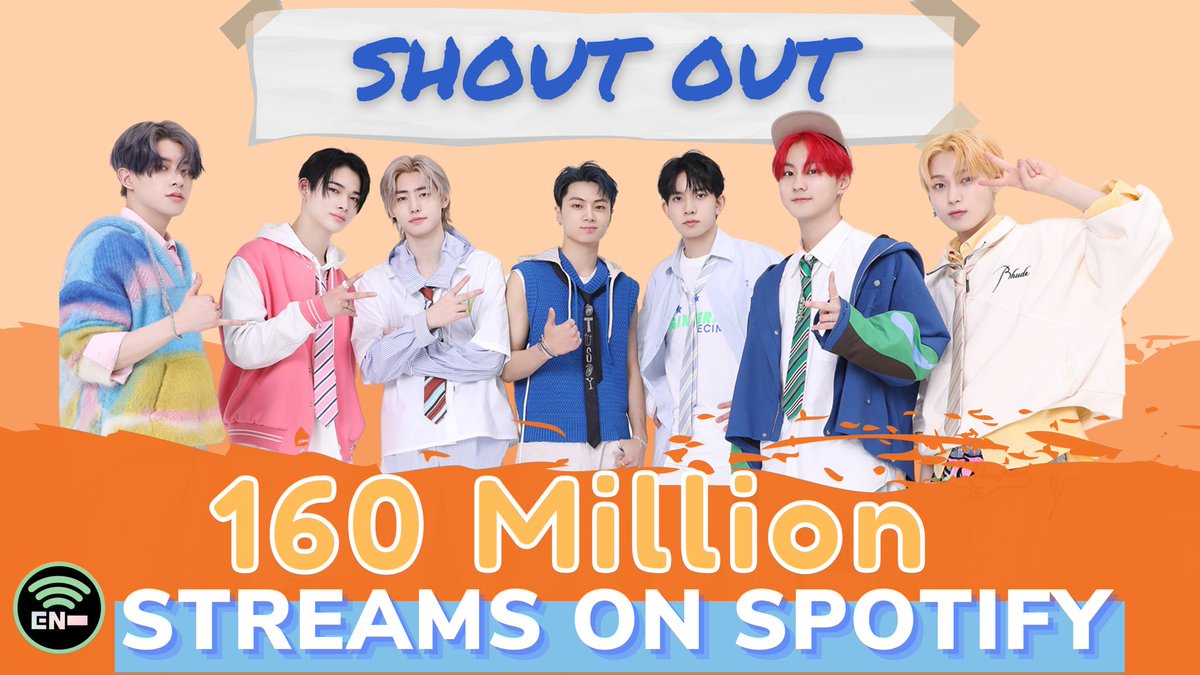 EN_onSpotify's tweet image. #ShoutOut has surpassed 160M streams on Spotify!!🎉

This is @ENHYPEN's 9th Most Streamed song on the platform. 

3/21: 130,560
3/22: 128,029
3/23: 132,087⬆️

TOTAL: 160,093,505
@ENHYPEN_members #ENHYPEN