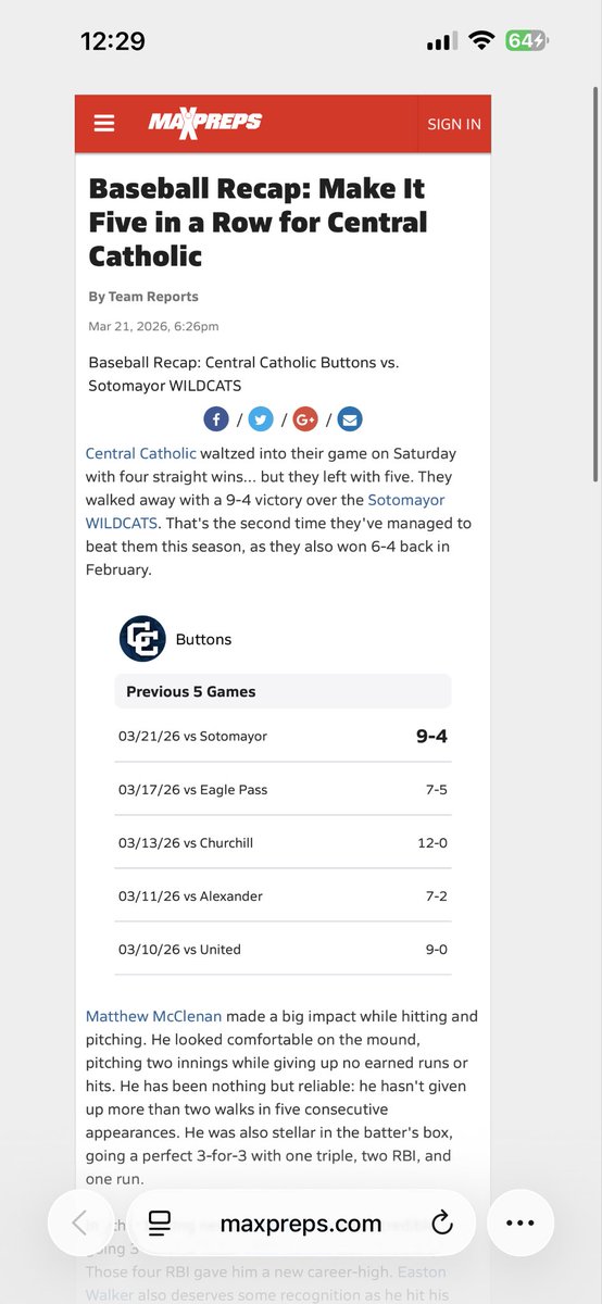 d1_matthew02's tweet photo. Wrapped up pre-district play this weekend.  3 for 3 at the plate, 1-3B, 2-1B, 2 RBI’s.  Got 2 innings of work on the mound, 2IP, 2K’s, 0H, 0R.  District play starts this week.  @NoeRuizjr @CorpusBaseball https://t.co/9hf2leSn9q