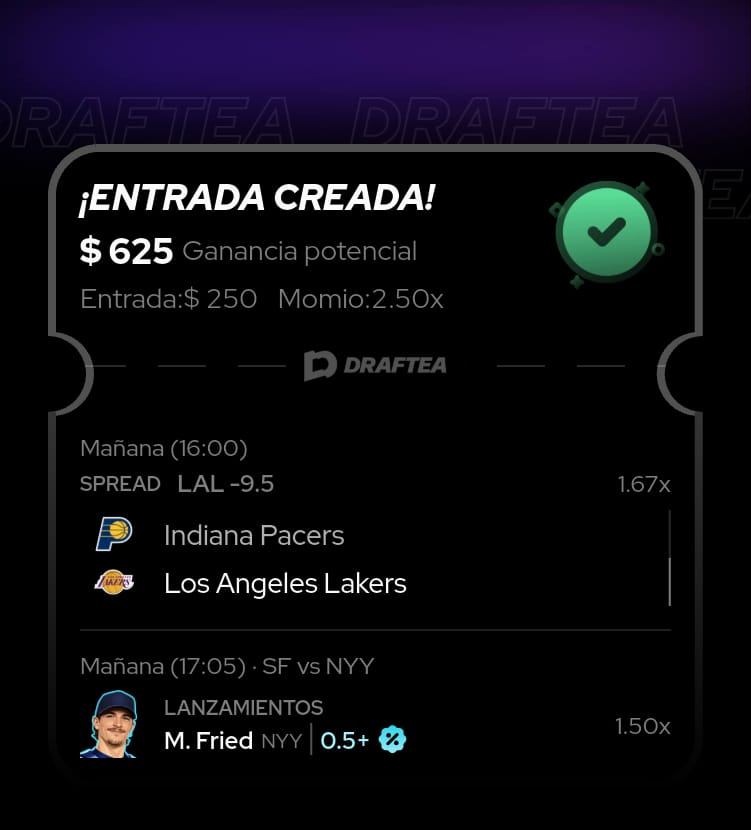 MomioBoost's tweet photo. Nos tenian tristes los casinos sin querernos regalar nada, hoy nos soltaron algo en draftea.
Total apostado $533.10
Ganancia segura $625
Utilidad $81.90
Tienen todo un dia para realizar la apuesta😜 https://t.co/9LkLkbbbDx