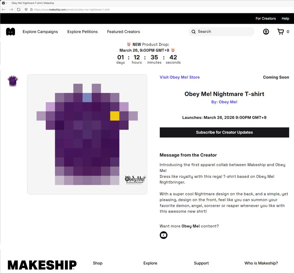 om_memo_etc's tweet photo. Makeship さんにて、ナイトメアTシャツ、仔羊ソックスの製品ページが公開されています。

Obey Me! Nightmare T-shirt | Makeship
https://t.co/deUCGDPYt4

Obey Me! Little Sheep Socks | Makeship
https://t.co/9T1LKk3hpu

#Makeship #ObeyMeNightbringer #おべない #ObeyMe #おべいみー https://t.co/D3ue7lakzT