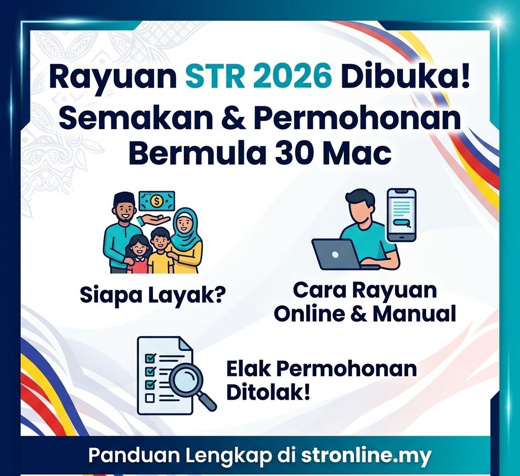 stronline1's tweet photo. Rayuan STR 2026 dah buka 🚨

Kalau permohonan "Tidak Lulus", masih boleh fix &amp; apply semula ✅

Ramai gagal sebab:
❌ Info tak lengkap
❌ Akaun bank tak aktif
❌ Dokumen tak cukup

Guide penuh:
https://t.co/Bej6CnXlAf

#STR2026 #BantuanTunai #Malaysia https://t.co/NBdDUrZCGg