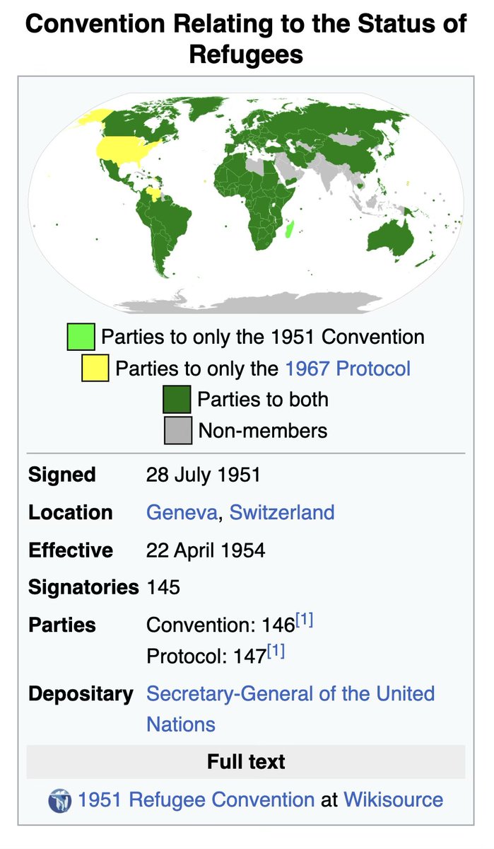 andy_barr_data's tweet photo. The whole "Refugee Convention" is a scam.

Only the US and European countries enforce it on themselves. None of the Gulf accepts it, nor countries like India or Indonesia.

Once someone claims "asylum", they are not supposed to be deportable, even if they commit crimes.

It is unenforceable. What is the UN going to do? Sue?