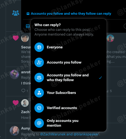 blankspeaker's tweet image. X is adding the ability to limit replies to Accounts you follow ,and who they follow.