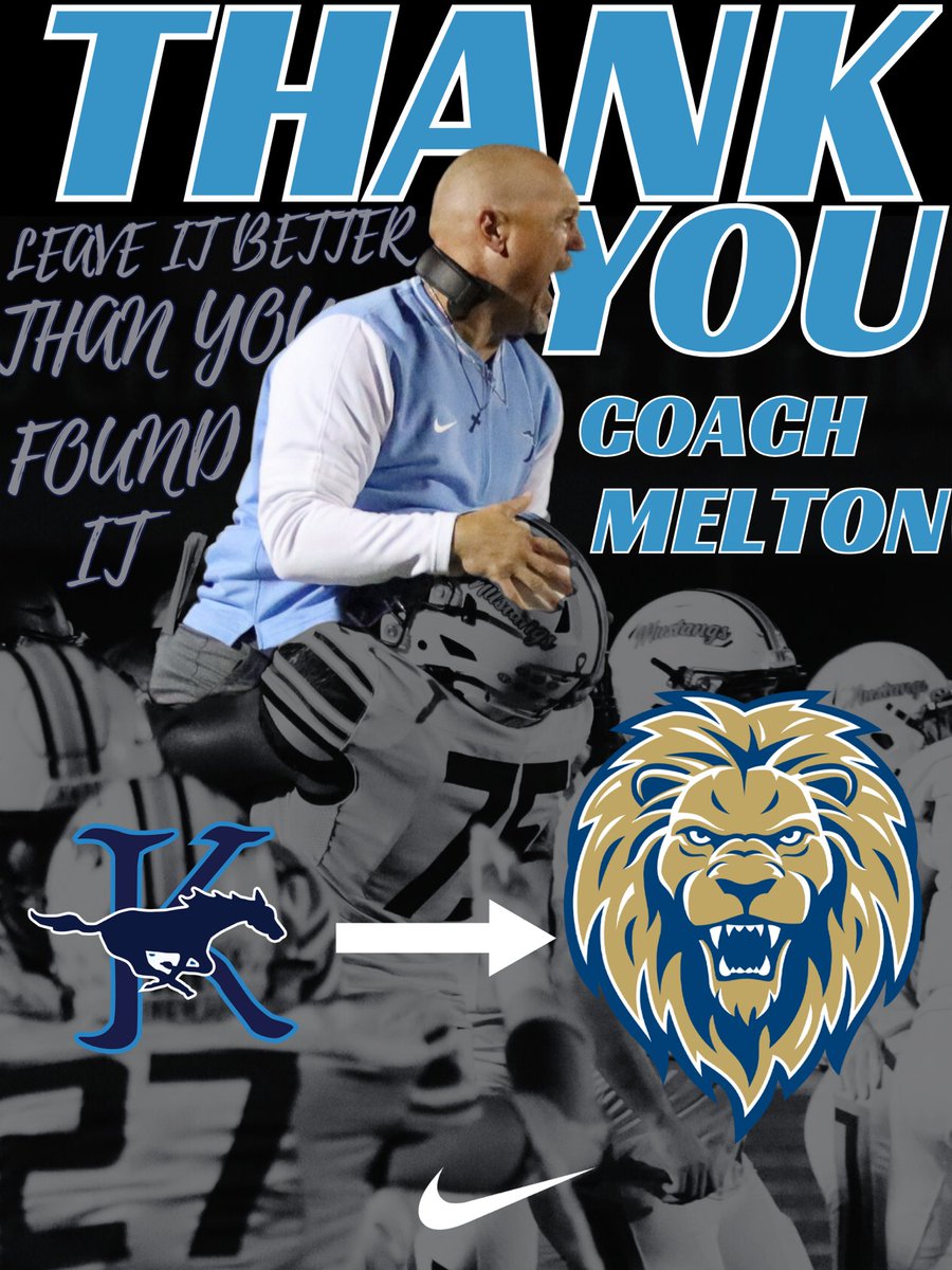 KHSMustangFBall's tweet photo. Grateful for the impact, leadership, and standard you set for our program. You didn’t just build a team—you built a culture that will last. 

Thank you @KWCoachMel you left it better than you found it!

Wishing you nothing but success in your next chapter, Coach. 

💙🐎🏈 https://t.co/q1pAVDd9X2