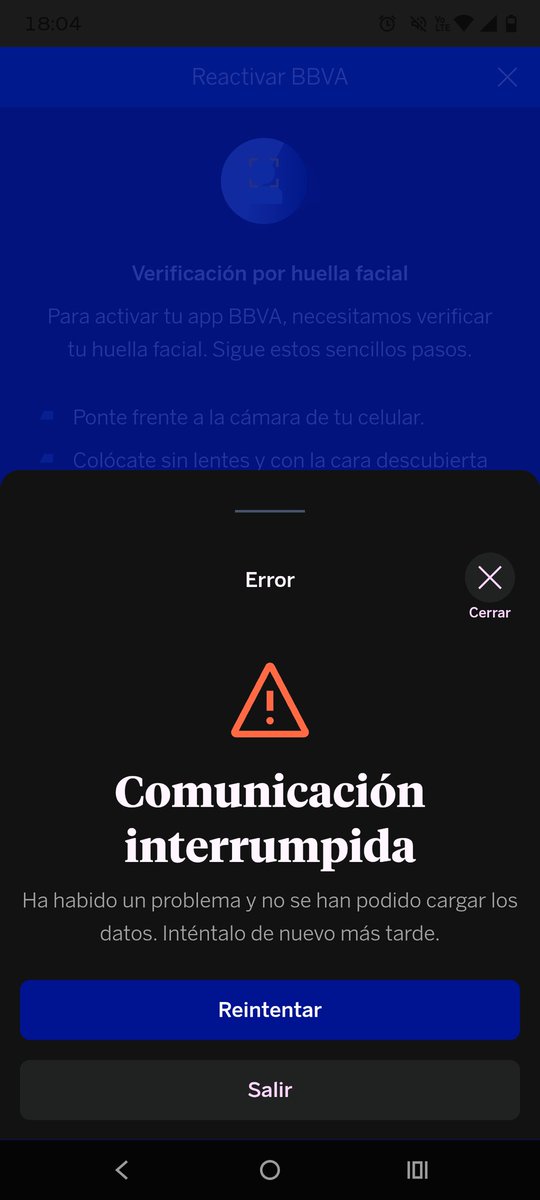 NazirRosas's tweet photo. @BBVA_Mex me sale esto cuando quiero hacer la verificación biométrico https://t.co/hnDSb9V8HK