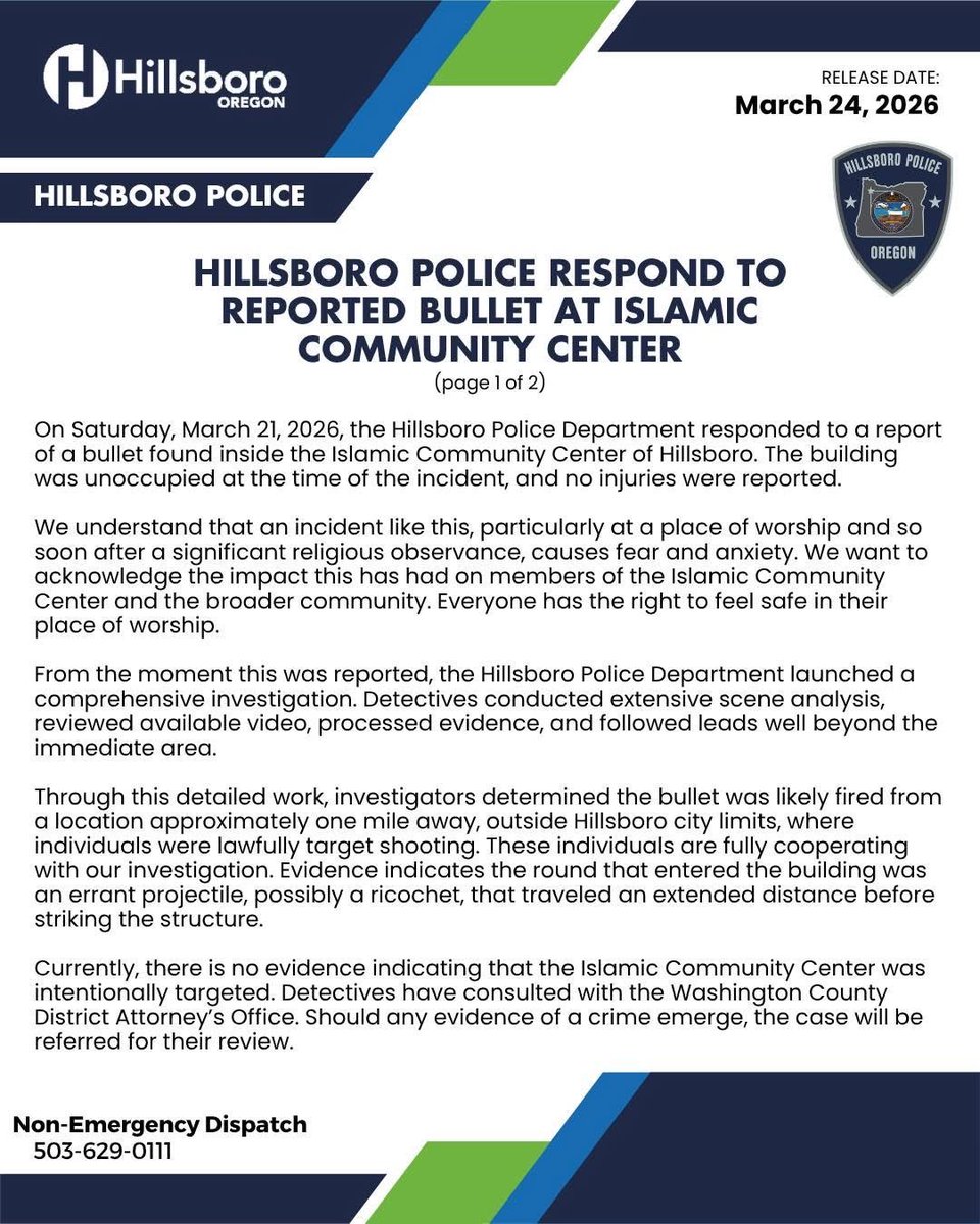 Hillsboro Police Dept tweet media