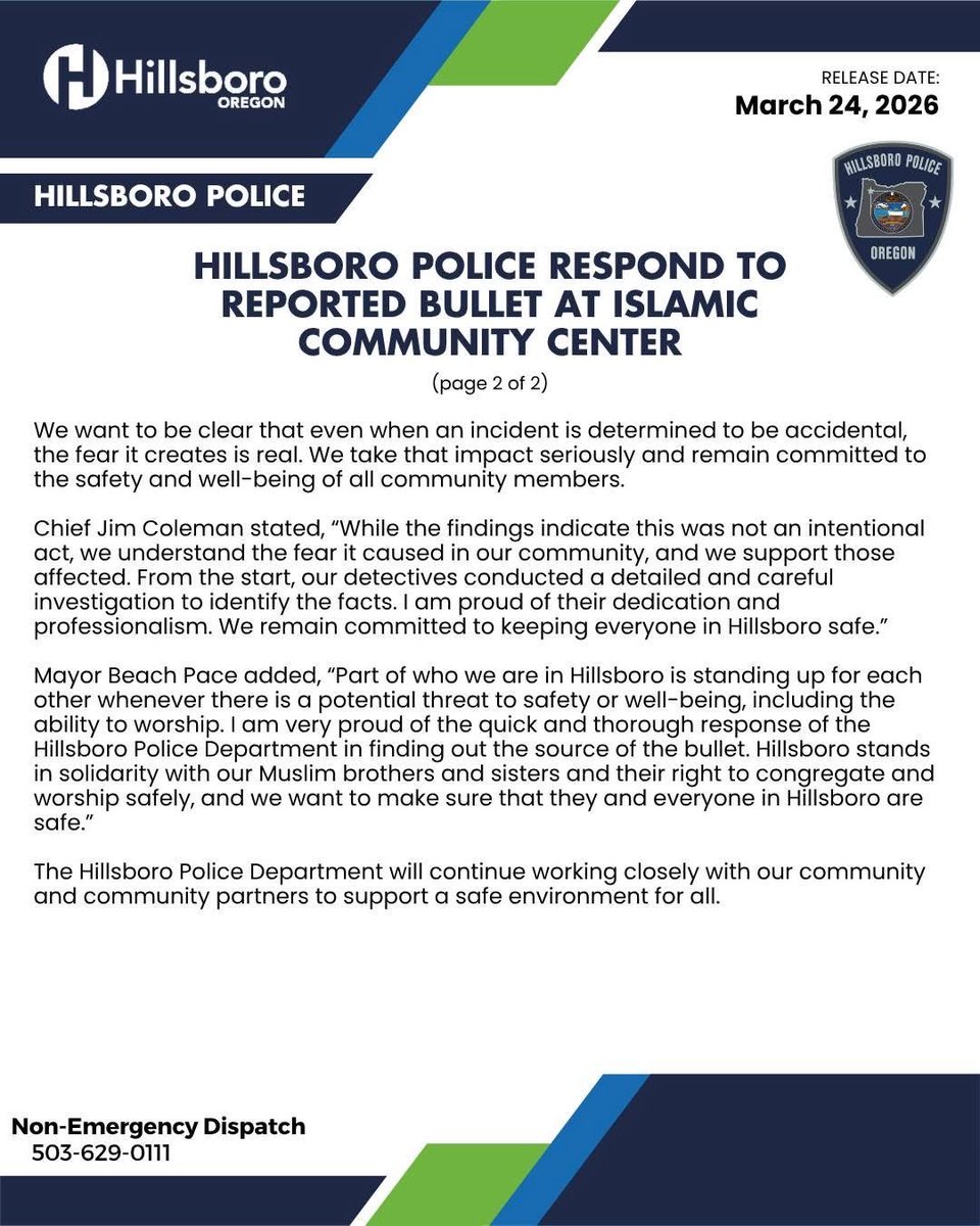 Hillsboro Police Dept tweet media