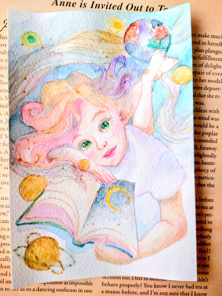 32Owlpost's tweet photo. A timeless space📕🌙
読書の時間、手帳を広げる時間とっておきのじかん.。o○

#アナログイラスト　#宇宙　#水彩　#趣味　#minne https://t.co/w0JiJWkCSi