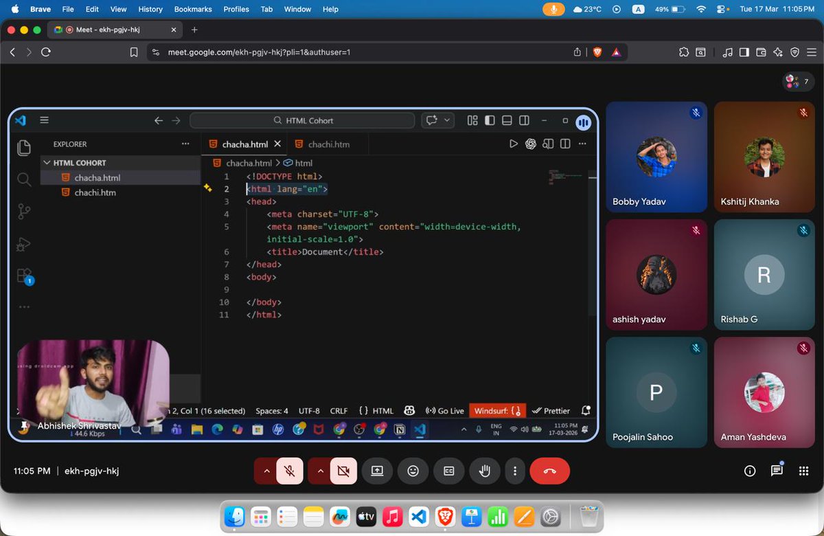 abhixcodes's tweet photo. 🚀 Cohort Day 6 Done!

Today we officially started with CSS in the Full Stack Development Cohort.

We learned how to link CSS in different ways and explored font &amp; text properties to style our webpages.

It was great to see everyone moving from structure to styling 🔥 https://t.co/9GBTmUakU0