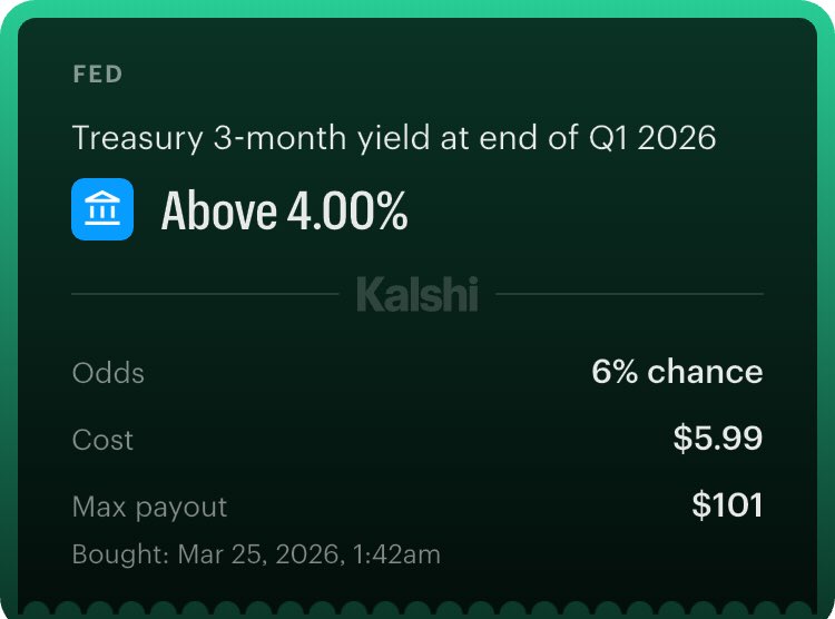 SunsetChevalier's tweet photo. Hey! I just made a prediction on Kalshi. Think you'd call it differently? Try it here: https://t.co/BjAqJRGHUH https://t.co/tmsMKLtvX8