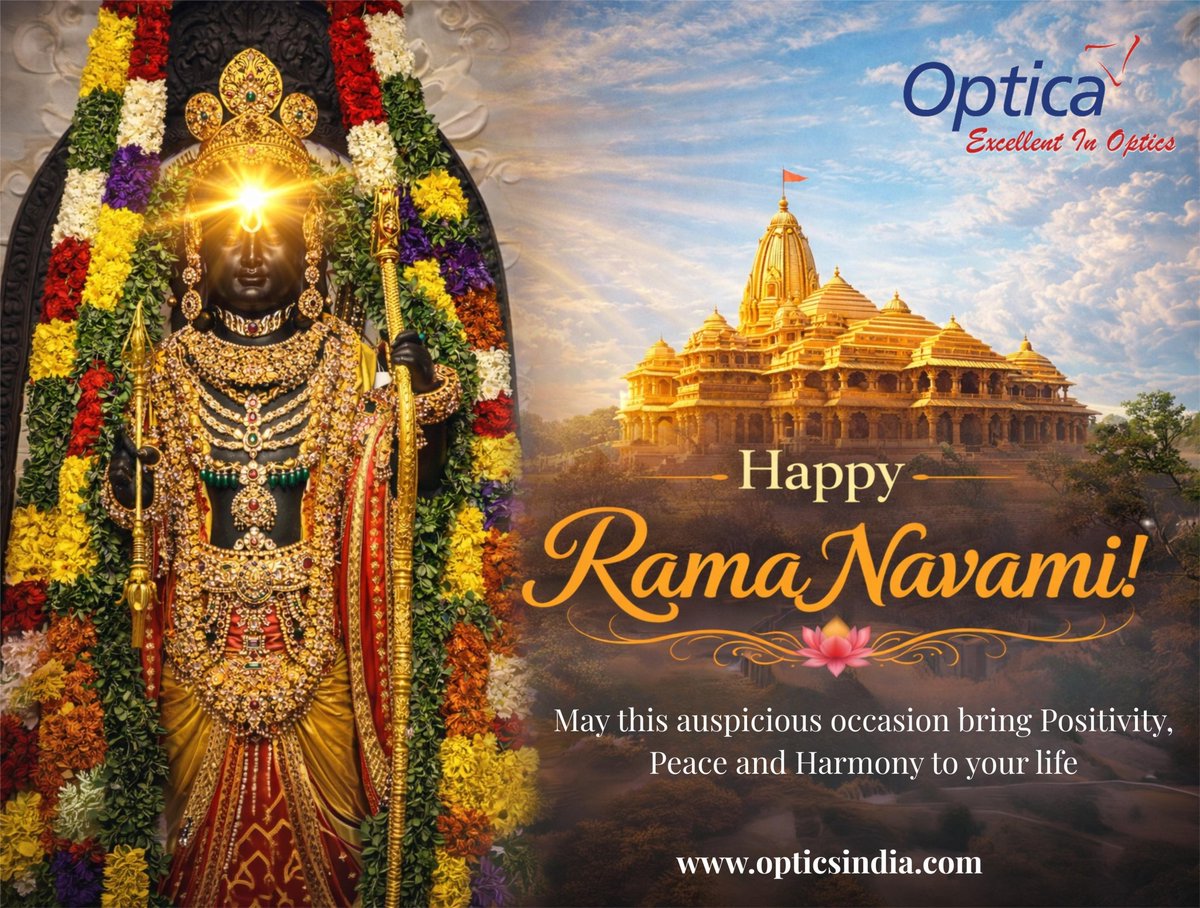 Jai Shri Ram! 🚩 Wishing you a blessed Ram Navami—may Lord Ram fill your life with peace, joy, and prosperity, as we celebrate the divine Surya Tilak at Ayodhya. ☀️🙏

#Optica #JaiShriRam #RamNavami #SuryaTilak #RamMandir #Ayodhya #FestiveVibes  #IndianCulture  #LordRam