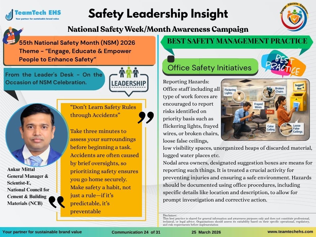 dipilkumar's tweet photo. 🚀 Safety Leadership Insight | 24th Campaign Communication

We are pleased to share the twenty-fourth communication of our National Safety Month campaign.

In this edition, we feature Ankur Mittal, General Manager &amp; Scientist-E, National Council for Cement &amp; Building Materials. https://t.co/TeEc9qU6mJ