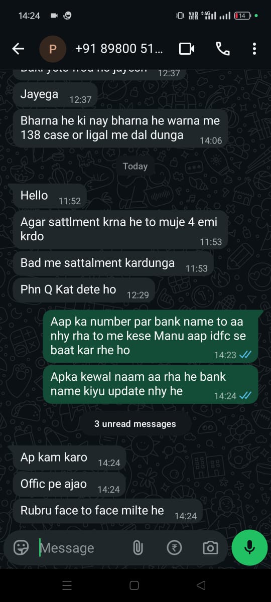 lawyerpanel003's tweet image. random hours. This is harassment and a clear violation of user rights. Kindly activate DND on my registered number and stop this nuisance immediately #StopSpam #DND #harassment #rbipolicyGetting constant spam calls &amp;amp; messages from
@RBI 
@IDFCFIRSTBank 
@MSJEGOI