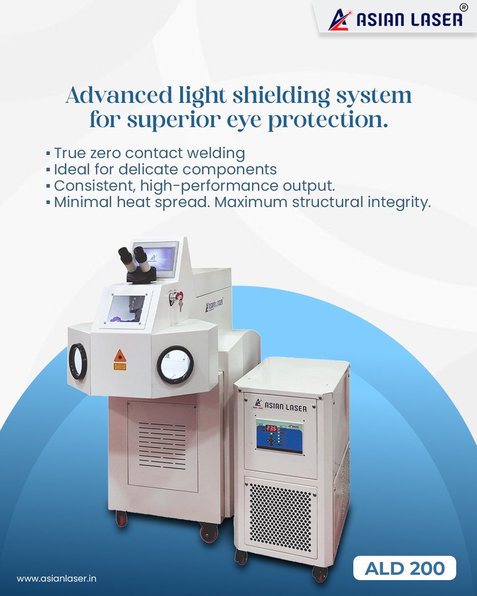 Asian_Laser_'s tweet photo. Advanced shielding. Superior results.
ALD 200 is engineered for flawless welding every time.
.
.
.
#AsianLaser #AsianLaserIndia #ALD200 #LaserWeldingMachine #WeldingMachine #JewelleryIndustry #JewelryTools #JewelryDesign #MetalWelding #AdvancedTechnology #Andheri #Mumbai https://t.co/HkGFxj4cYA