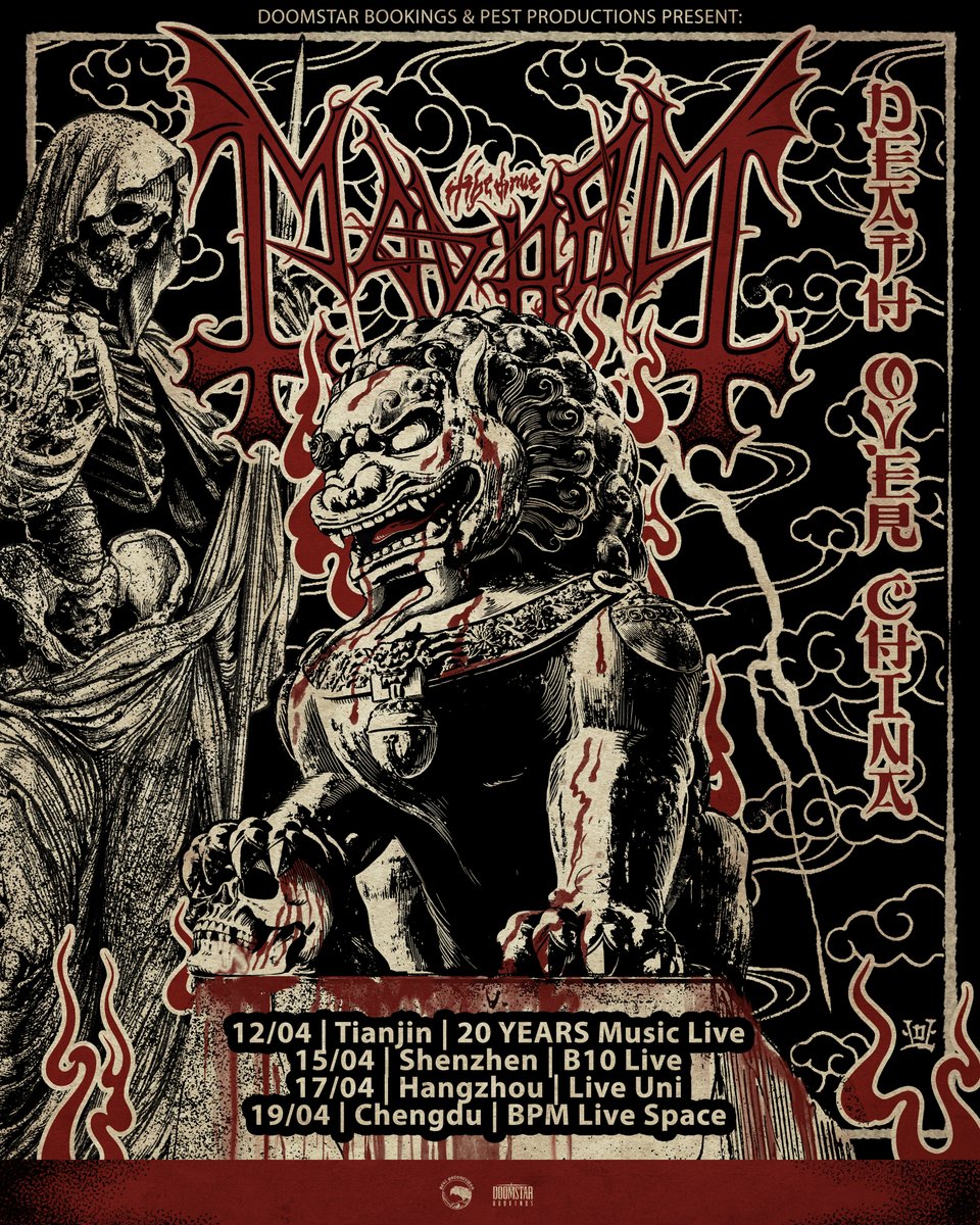mayhemnorway's tweet photo. China! Mayhem will bring chaos over these cities in April 2026 - are you coming? https://t.co/NpOY38jeUV
