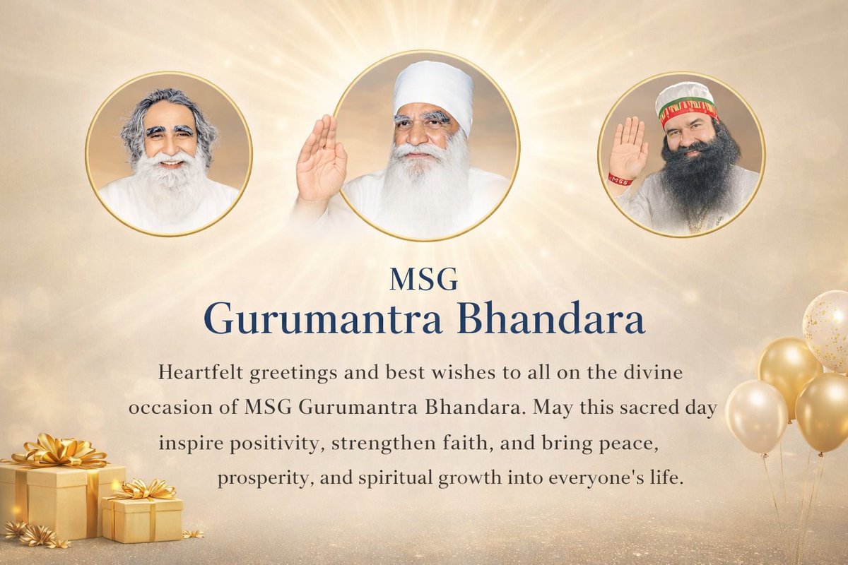 JustChillMandy's tweet photo. @insan_honey Heartfelt greetings and best wishes to all on the divine occasion of MSG Gurumantra Bhandara. May this sacred day inspire positivity, strengthen faith, and bring peace, prosperity, and spiritual growth into everyone’s life. #MSGGurumantraBhandara #ramrahim #SaintDrMSG https://t.co/4ViDXvMUIS