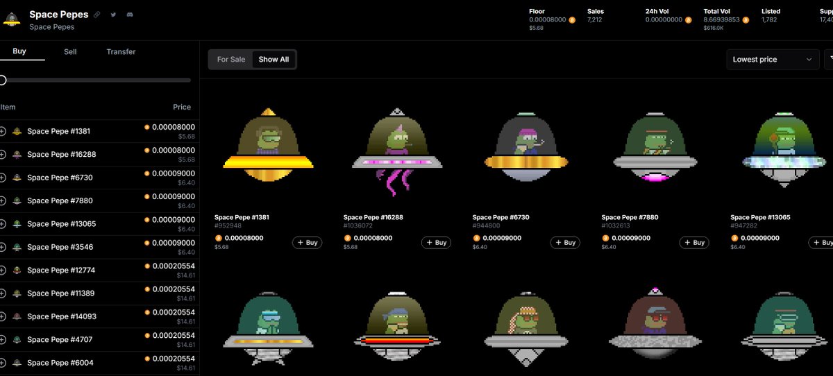 SpacePepes_BTC's tweet photo. Who remembers OG bitcoin ordinals collection Space Pepes by @ordinalswallet ? https://t.co/gyHNpdcHpL