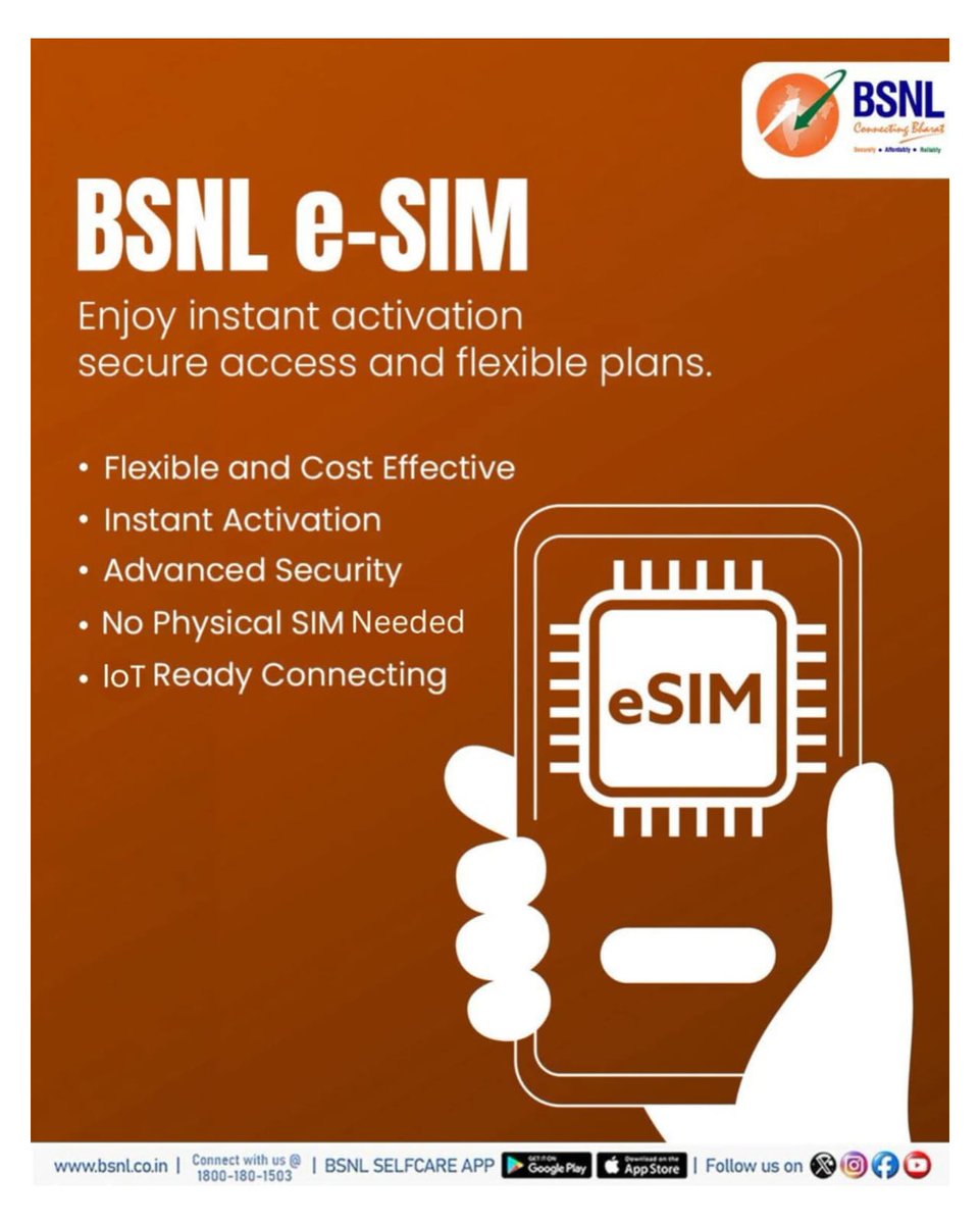 bsnlandamannic's tweet photo. Go digital with BSNL e-SIM 🚀
No SIM card. No waiting. Just instant connectivity!
#BSNLeSIM #DigitalIndia #StayConnected https://t.co/57fqxSV5wP
