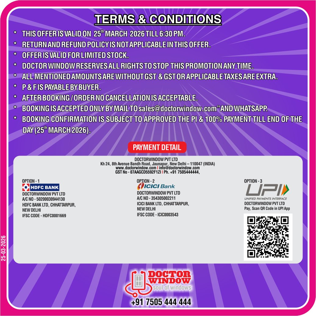 DOCTORWINDOW_IN's tweet photo. ๐ ๐๐ต๐ถ๐ป๐ฐ๐ต๐ฎ๐ธ ๐ข๐ณ๐ณ๐ฒ๐ฟ!
Grab it fast โ limited time! โณ
Valid till 18 March 2026, 6:30 PM
๐ +91 7505 444 444
๐ง info@doctorwindow.com
#espagnolette #espag #PremiumLiving #WindowAccessories #dooraccessries #hardware #hardwarematerials #doctorwindow #soulofwindows https://t.co/v5vhsqav90