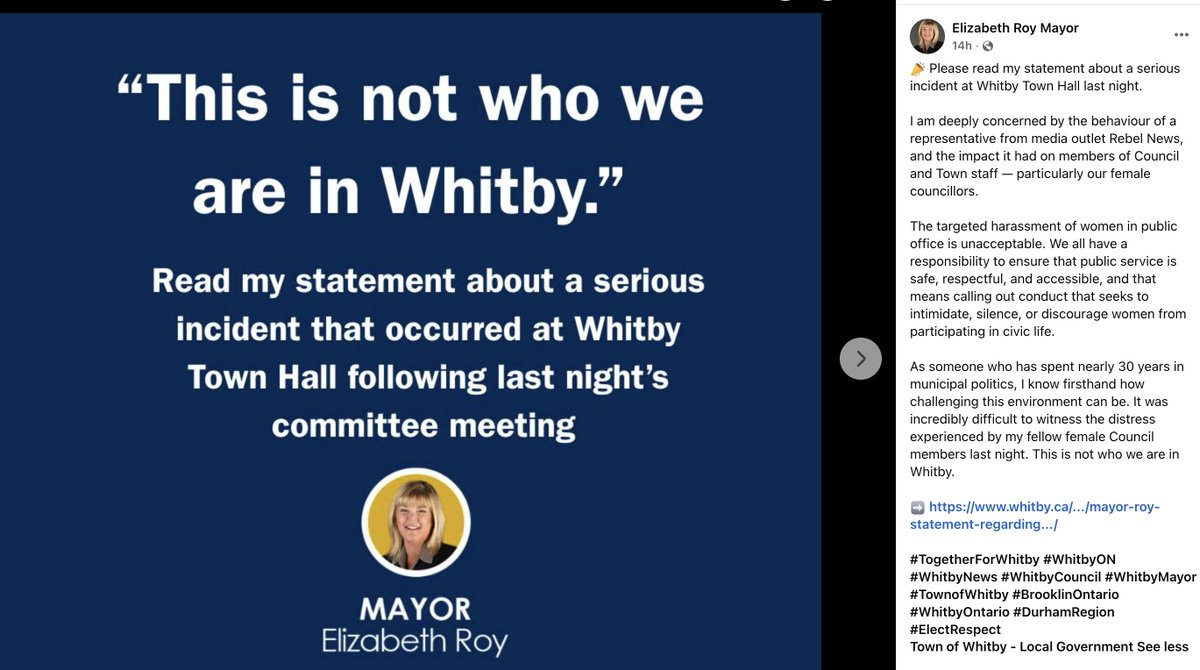 AcquisitionGeek's tweet photo. @RebelNewsOnline @TownofWhitby Here's the official statement 

From Mayor Elizabeth Roy  - Whitby, Ontario
https://t.co/iol0EkME3t https://t.co/RwOmIX12JJ
