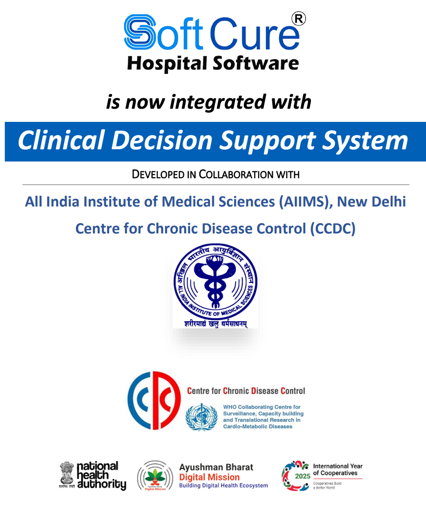 Softcurehms's tweet photo. SoftCure Hospital Software is now integrated with Clinical Decision Support System 🏥
In collaboration with All India Institute of Medical Sciences (AIIMS), New Delhi &amp; Centre for Chronic Disease Control (CCDC)
Smarter decisions. Better care. 💙
https://t.co/mHoKRvUUXc https://t.co/yBgEacW2sQ