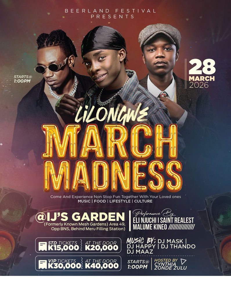 Yhugho01's tweet image. Crazy line Up for the Beerland festival at the IJS Garden.

#LilongweMarchMadness #IJsGarden #B