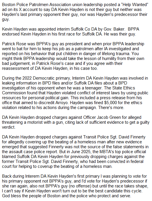 BoycottFox1's tweet photo. @bostonherald Hayden is in✔️, Rollins❓, Flaherty❓ for Suffolk DA: BPPA's  un-endorsement shows no humility. #bospoli #mapoli https://t.co/OjIuSSO0gR