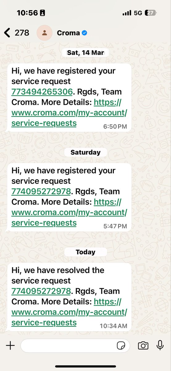 SUMITKU70667261's tweet image. @cromaretail I am sumit Kumar. I bought a Zip care AMC plan in which I had request for AÇ wet service (request no. 774095272978) on 14.03.2025. Without any resolution it was closed when I called Croma Customer care. Such a pathetic service experience.
#Pathetic 
#Overhype 
#No