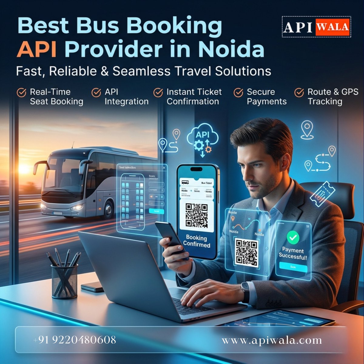 apiwala's tweet photo. 🚌 Power your travel business with the best Bus Booking API 
Enjoy real-time seat booking, instant confirmation &amp; seamless API integration for smarter operations.
📞 +91 9220480608
🌐 https://t.co/BBXFwXzQ8j
#Apiwala #BusBookingAPI #TravelTech #APIIntegration #DigitalTravel https://t.co/Itb7YnJtfv
