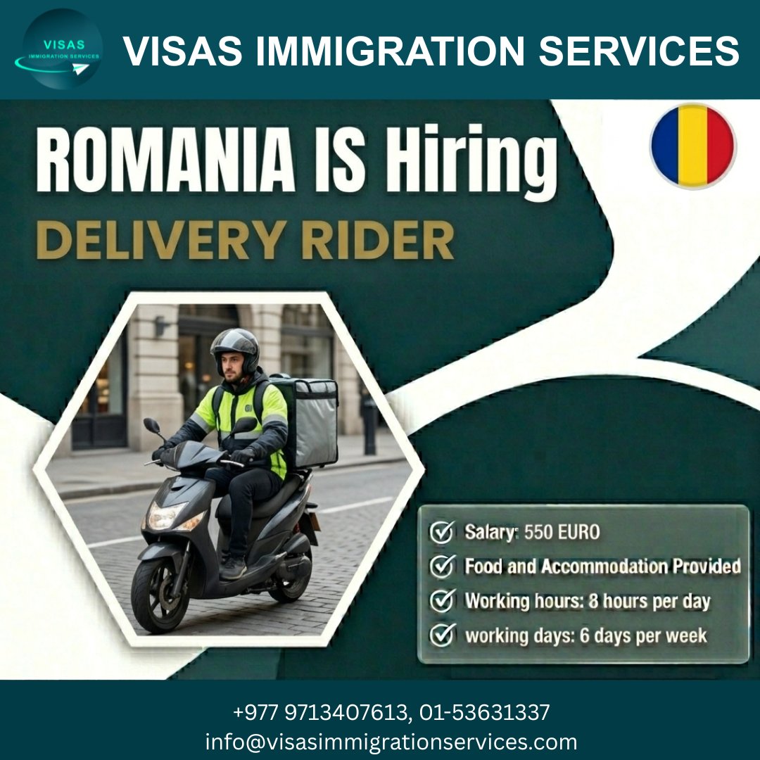 ServicesVisas's tweet image. Ready for a new adventure in Europe? 🇷🇴 We are looking for hardworking Delivery Riders to join the team in Romania! If you’re looking for a stable job with great benefits, this is your chance

#RomaniaJobs #WorkInEurope #DeliveryRider #JobVacancy #HiringNow  #fyp #kathmandu