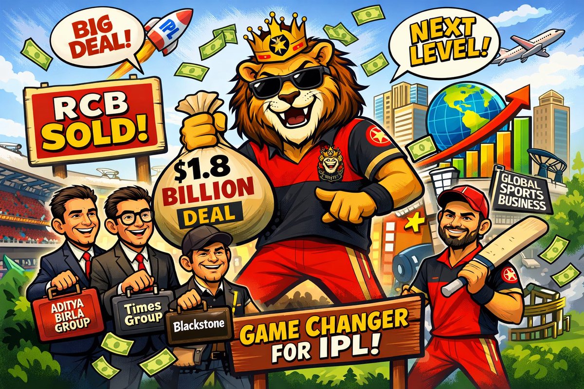 aaravind_1111's tweet photo. 💥 RCB Just Became a Billion-Dollar Brand — Game Changer for IPL!

The acquisition of Royal Challengers Bengaluru by a powerful consortium led by the Aditya Birla Group, along with global investors, marks a defining moment in IPL history. Valued at nearly $1.8 billion, this deal reflects how cricket franchises are evolving into global sports businesses.

@RCBTweets 
For RCB, this isn’t just a change in ownership — it’s a leap into a new era of scale, strategy, and international positioning.

🚀 The future of IPL is no longer just sport — it’s serious business.

#RCB #IPL #SportsBusiness #Cricket #AdityaBirlaGroup #Blackstone #SportsInvestment #BusinessNews #IndiaBusiness #GlobalSports