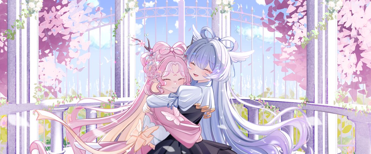 lyriette's tweet photo. ❝ lets spend an eternity together~! ❞ ─ friendships anniversary with my dearest @shiyuunya 

beautiful art by @Rruminous ♪(^∇^*)

#shiyuuart #lyricagallery https://t.co/uoOiLiJyRq