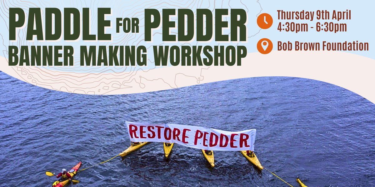 RestorePedder's tweet photo. Come hang with fellow vollies and get creative! Join us 9 April, 4:30 - 6:30pm at Bob Brown Foundation Hobart to make banners and flags for the 2026 Paddle for Pedder. Bring your mates, snacks and good vibes🚣‍♀️RSVP link in bio #RestorePedder #PaddleForPedder https://t.co/zx5gVcick2