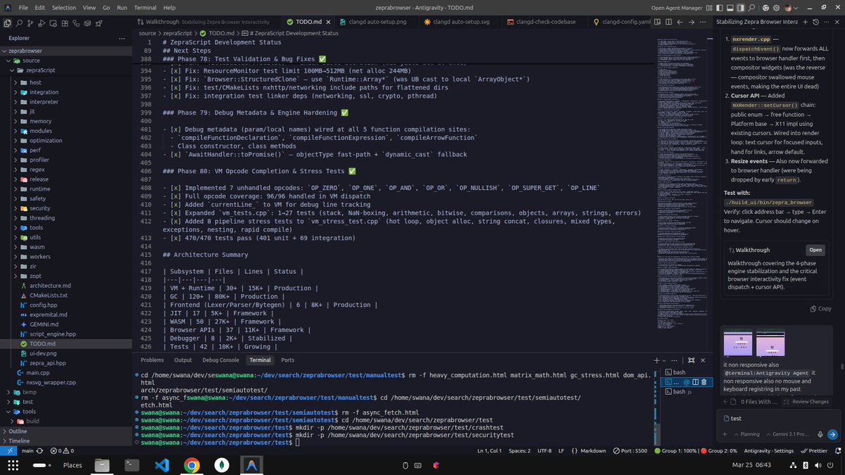 ZepraBrowser's tweet photo. It nostagia to build and we are in test phase . ZS is in it last stage of devlopment and it pahse 80  done but we are in main browser phase #196 that is more big than we think are you all to see it alive comment below. #zepra #NeolyxOS #ZepraBrowser @KetiveeAI https://t.co/h5MgGgFipx