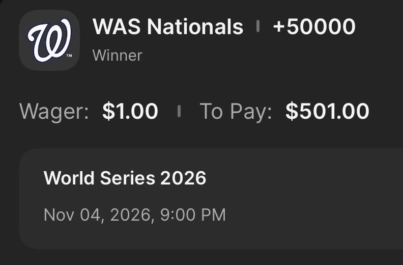 NavyYardNats's tweet image. So you’re saying there is a chance @DraftKings? #WorldSeries 🏆