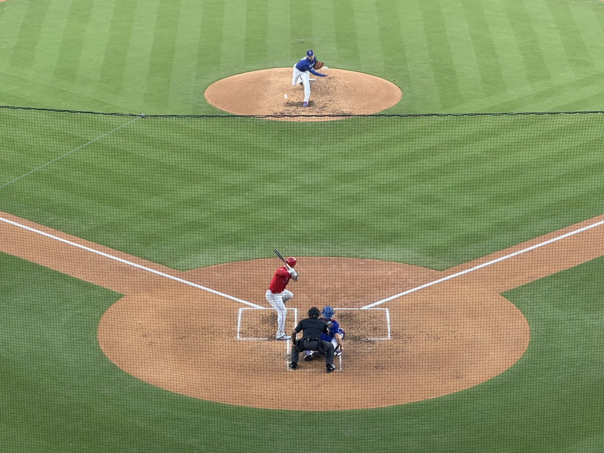 pickleknee's tweet photo. Ballpark 21 together! I know it’s only an exhibition game, but watching Shohei pitch for the first time in person (striking out 11 through 4 and recording a hit) has been an experience. Wow. https://t.co/akWzJB4hBT