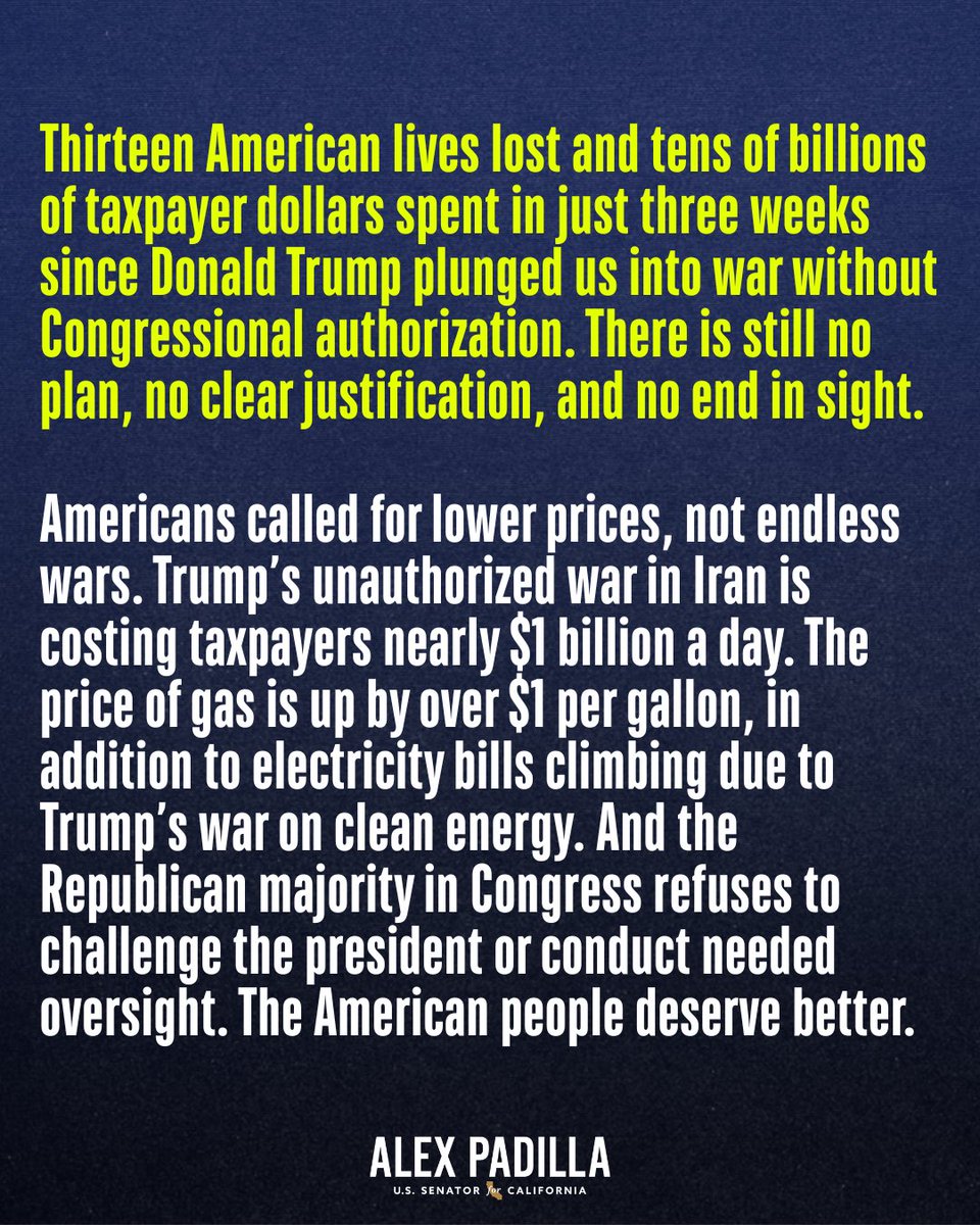 Senator Alex Padilla tweet media