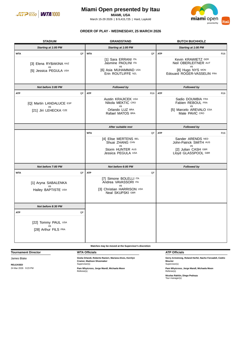 Order Of Play Tennis tweet media